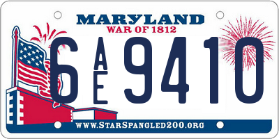 MD license plate 6AE9410