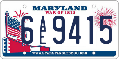 MD license plate 6AE9415