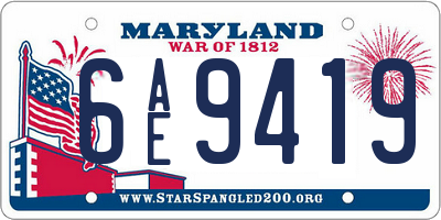 MD license plate 6AE9419