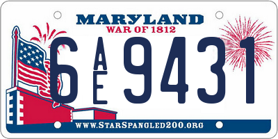 MD license plate 6AE9431