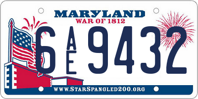 MD license plate 6AE9432