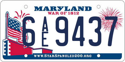 MD license plate 6AE9437