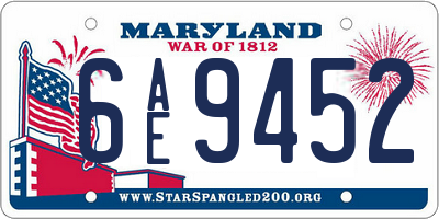 MD license plate 6AE9452