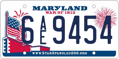 MD license plate 6AE9454