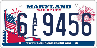 MD license plate 6AE9456