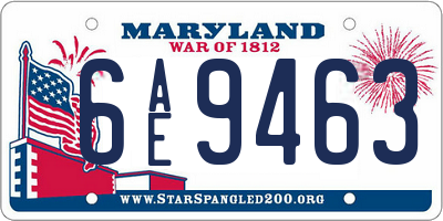 MD license plate 6AE9463