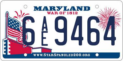 MD license plate 6AE9464