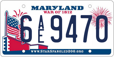 MD license plate 6AE9470