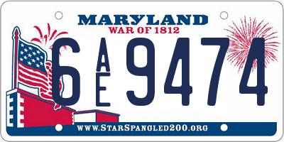 MD license plate 6AE9474