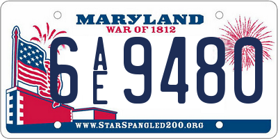MD license plate 6AE9480