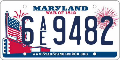 MD license plate 6AE9482