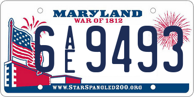 MD license plate 6AE9493