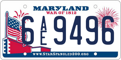 MD license plate 6AE9496