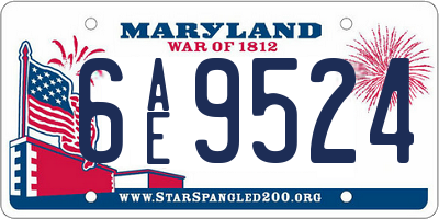 MD license plate 6AE9524
