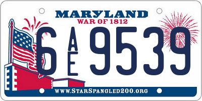 MD license plate 6AE9539