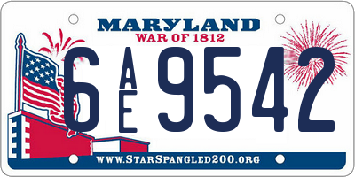 MD license plate 6AE9542