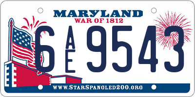 MD license plate 6AE9543