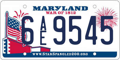 MD license plate 6AE9545