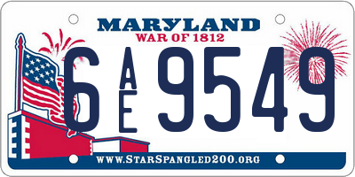 MD license plate 6AE9549