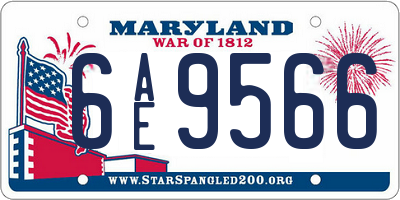 MD license plate 6AE9566