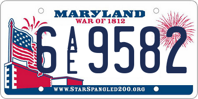 MD license plate 6AE9582
