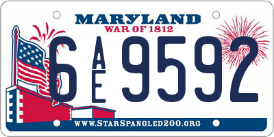 MD license plate 6AE9592