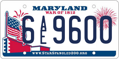 MD license plate 6AE9600