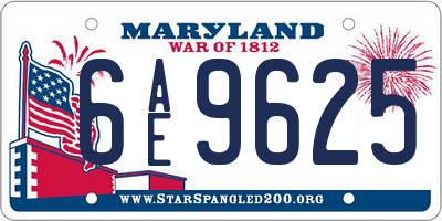 MD license plate 6AE9625