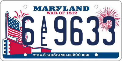 MD license plate 6AE9633