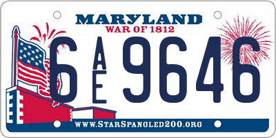 MD license plate 6AE9646