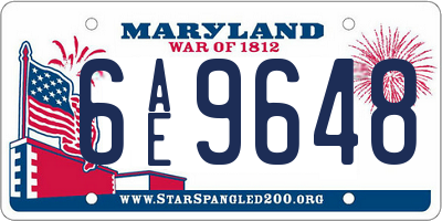 MD license plate 6AE9648