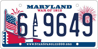 MD license plate 6AE9649