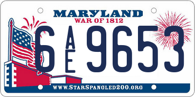 MD license plate 6AE9653