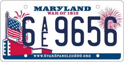 MD license plate 6AE9656