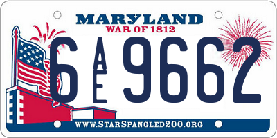 MD license plate 6AE9662