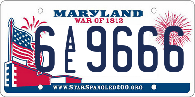 MD license plate 6AE9666