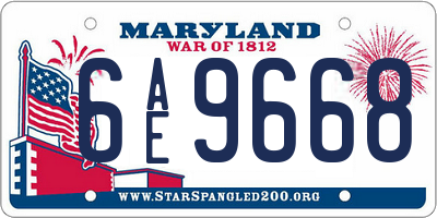 MD license plate 6AE9668
