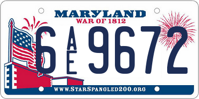 MD license plate 6AE9672