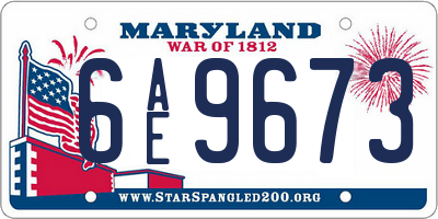 MD license plate 6AE9673