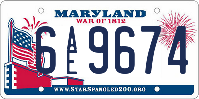 MD license plate 6AE9674