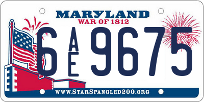 MD license plate 6AE9675