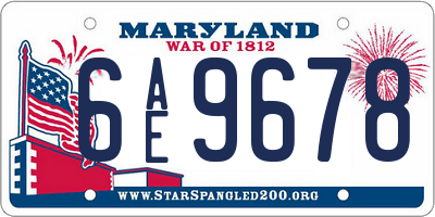 MD license plate 6AE9678