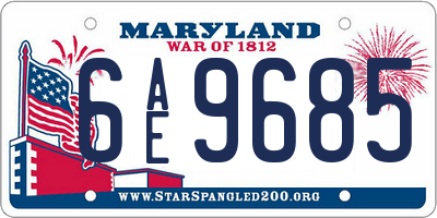 MD license plate 6AE9685