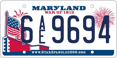 MD license plate 6AE9694