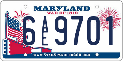MD license plate 6AE9701