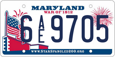 MD license plate 6AE9705