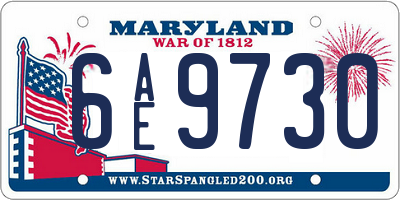 MD license plate 6AE9730