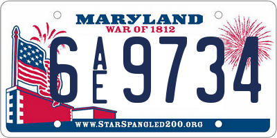 MD license plate 6AE9734
