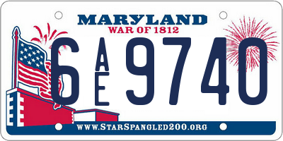 MD license plate 6AE9740
