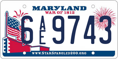 MD license plate 6AE9743